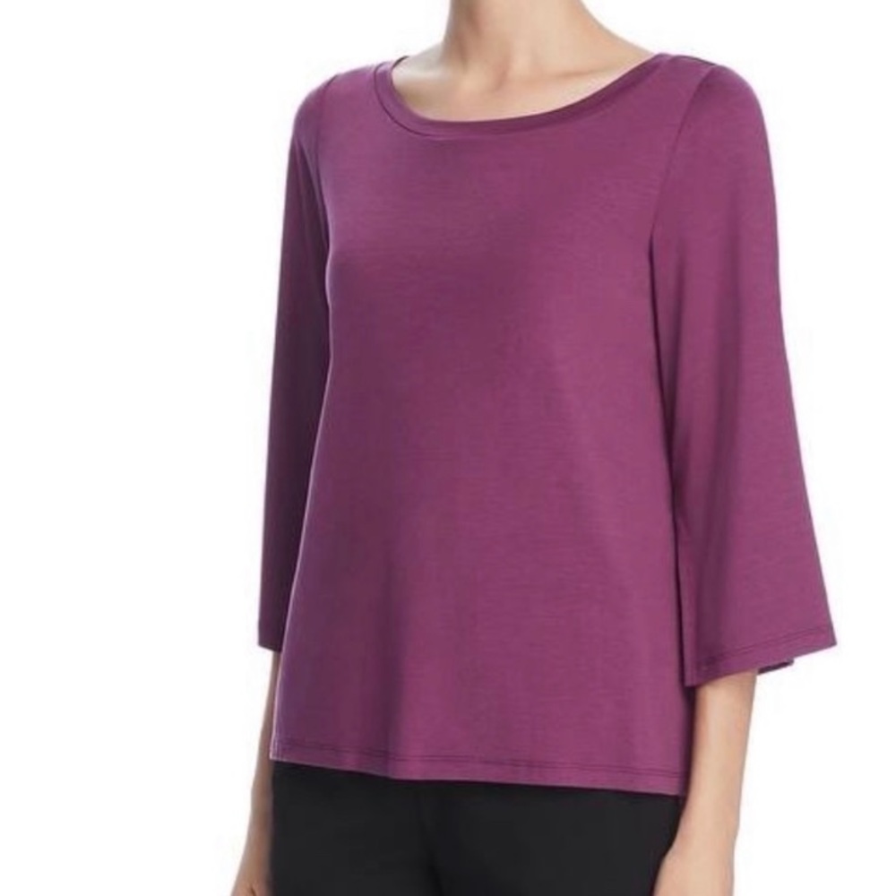 Eileen Fisher Purple Split Sleeve Comfy Shirt Small